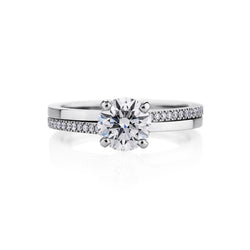 Genuino Anello Solitario A Punta Con Accento Da 2.18 Ct. Anello In Oro Bianco 14K