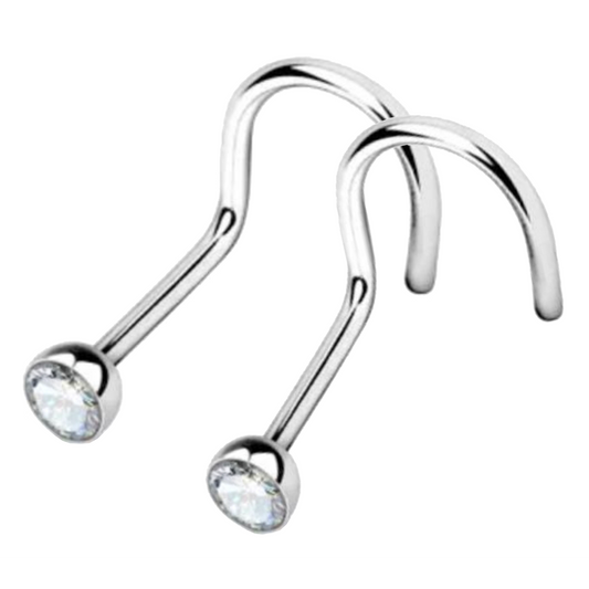 Genuino Diamante Naso Perni Set Sughero Vite Stile