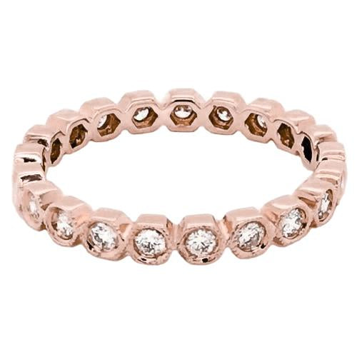 Genuino Eternity Band 2.10 Carati Con Castone E Gioielli In Oro Rosa Milgrain