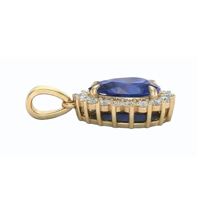 Genuino Goccia Blu Zaffiro Pendente Con Diamanti