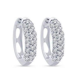 Genuino Orecchini A Cerchio Da Donna In Oro Bianco 14K Taglio Rotondo 2.90 Carati