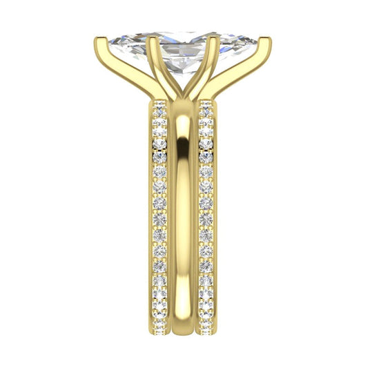 Genuino Set Di 3 Fedi Nuziali Da 3,50 Carati Taglio Marquise In Oro Giallo