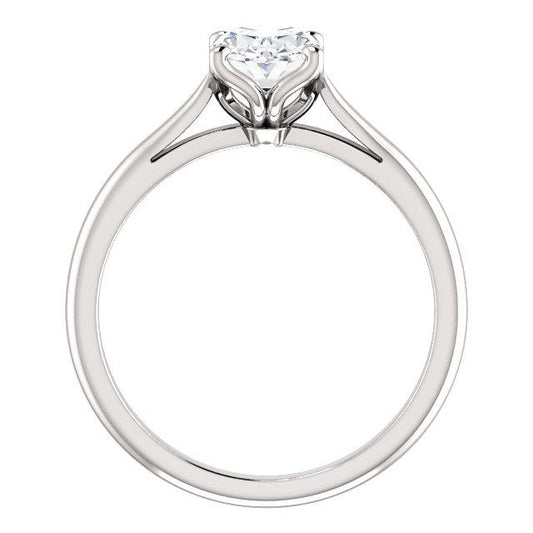 Genuino Solitario Anello Di Fidanzamento Ovale 5 Carati Oro Bianco 14K