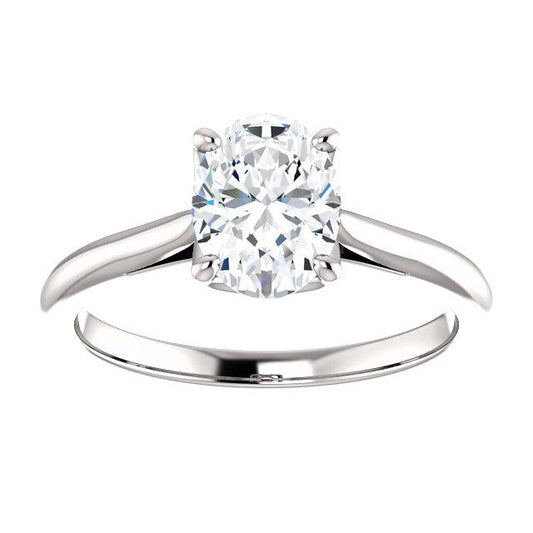 Genuino Solitario Anello Di Fidanzamento Ovale 5 Carati Oro Bianco 14K