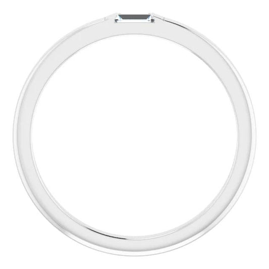 Genuino Solitario Fede Nuziale Baguette Dritta 0.40 Carati Oro Bianco 14K