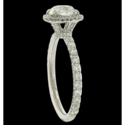 Genuino 2.50 Carati Stile Antico Halo Cushion Anello In Oro Bianco 14K