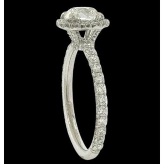 Genuino 2.50 Carati Stile Antico Halo Cushion Anello In Oro Bianco 14K