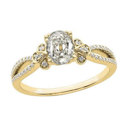 Genuino Anello Da Donna, Ovale, Con Taglio A Miniera, Con Gambo Diviso, 4,20 Carati