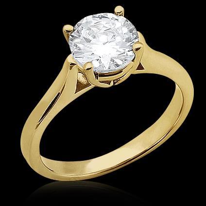 Genuino Anello Di Fidanzamento In Oro Giallo 14K Con Solitario Rotondo Da 0,75 Carati