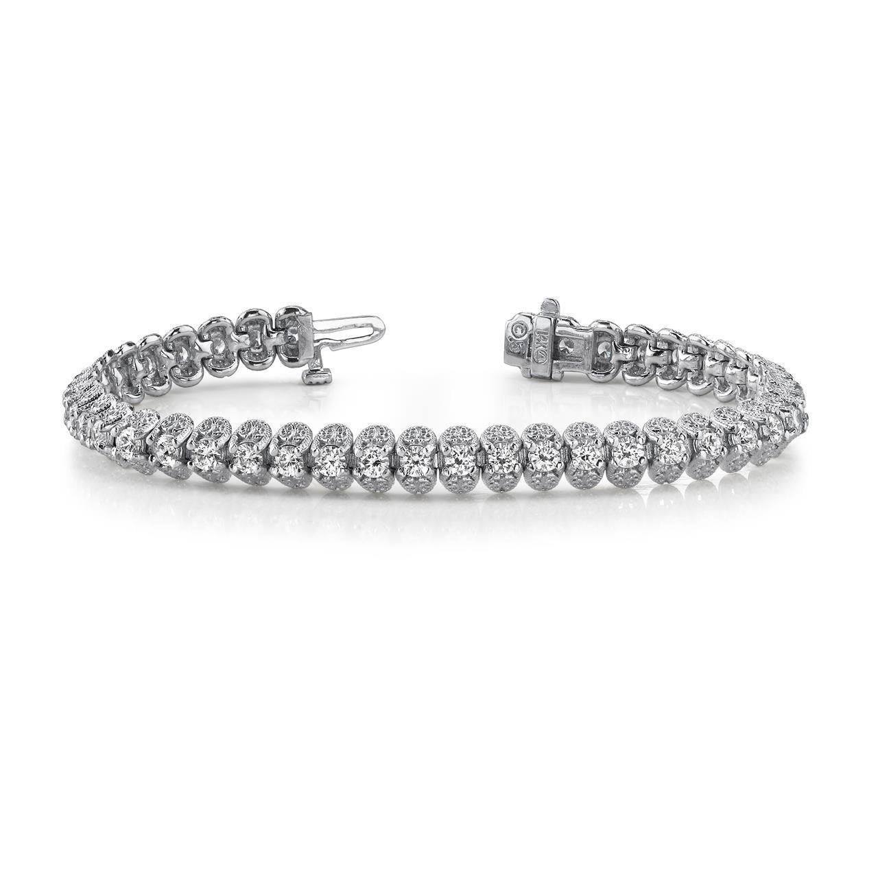 Genuino Bracciale Filigrana Taglio Tondo 6.30 Carati Oro Bianco 14K