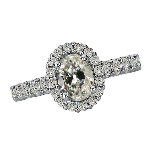 Genuino Diamant Rond & Ovale Old Mine Cut Halo Bague Bijoux 5 Carats