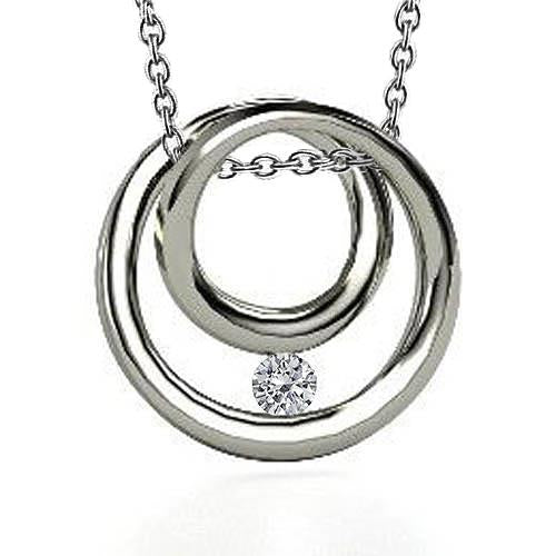 Genuino Diamante Rotondo Da 1 Carato Con Ciondolo Da Donna In Oro Bianco 14K