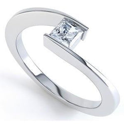 Genuino Diamante Taglio Princess Da 1,10 Carati Con Anello Anniversario Solitario In Oro Bianco 14K