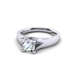 Genuino Diamante Taglio Princess Da 1,60 Carati Con Anello Di Fidanzamento Solitario In Oro Bianco 14K