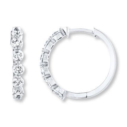 Genuino Orecchino A Cerchio Rotondo Da 3 Ct In Oro Bianco Massiccio 14K