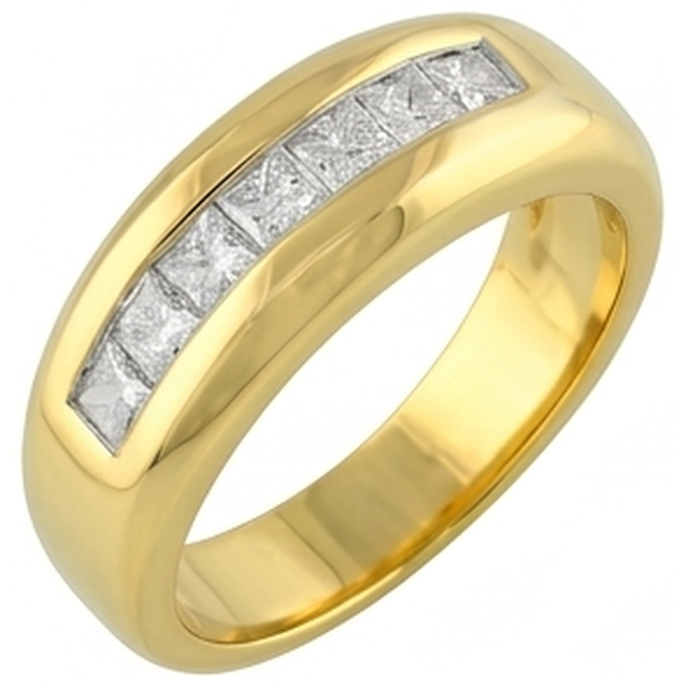 Gioielleria A Fascia Da Uomo In Oro Giallo 14K Con Vero Diamante Naturale Autentico ( non creato in laboratorio ) Taglio Principessa Da 1 Ct Novità