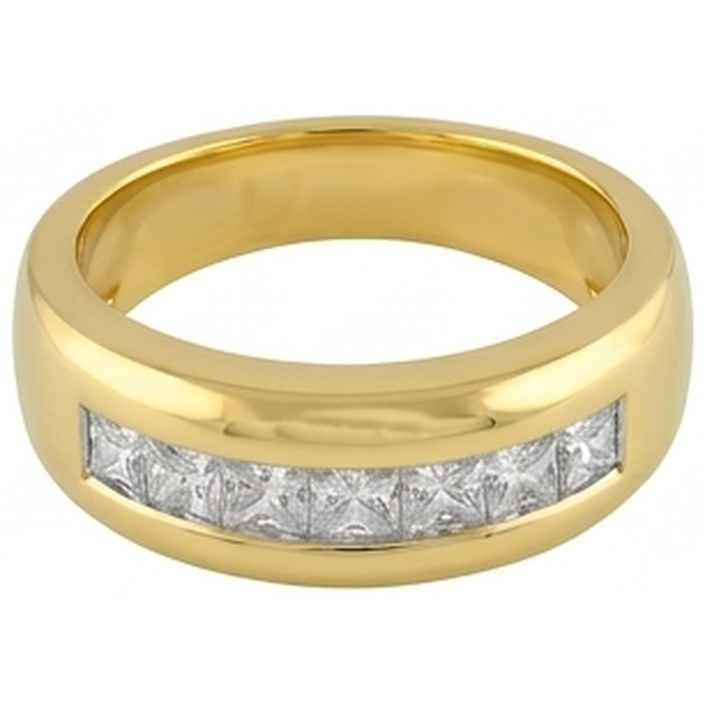 Gioielleria A Fascia Da Uomo In Oro Giallo 14K Con Vero Diamante Naturale Autentico ( non creato in laboratorio ) Taglio Principessa Da 1 Ct Novità