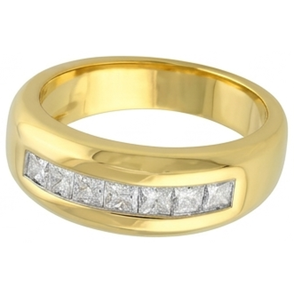 Gioielleria A Fascia Da Uomo In Oro Giallo 14K Con Vero Diamante Naturale Autentico ( non creato in laboratorio ) Taglio Principessa Da 1 Ct Novità