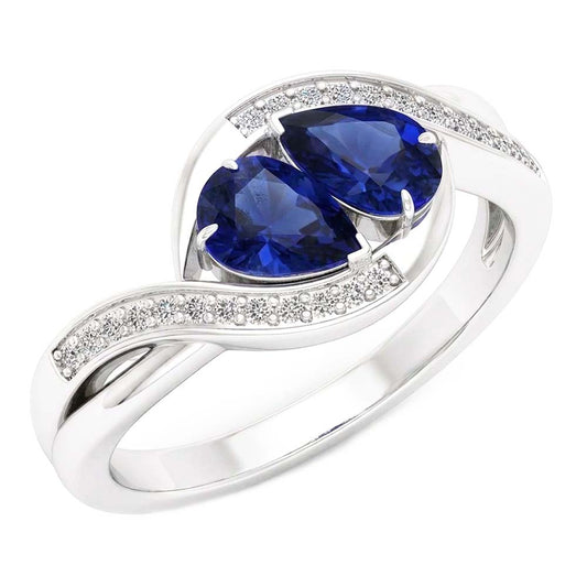 Gioielleria con pietre preziose Anello zaffiro blu pera stile intrecciato 1.50 carati