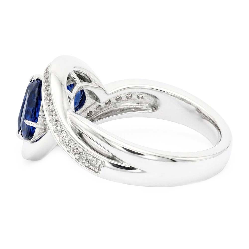 Gioielleria con pietre preziose Anello zaffiro blu pera stile intrecciato 1.50 carati