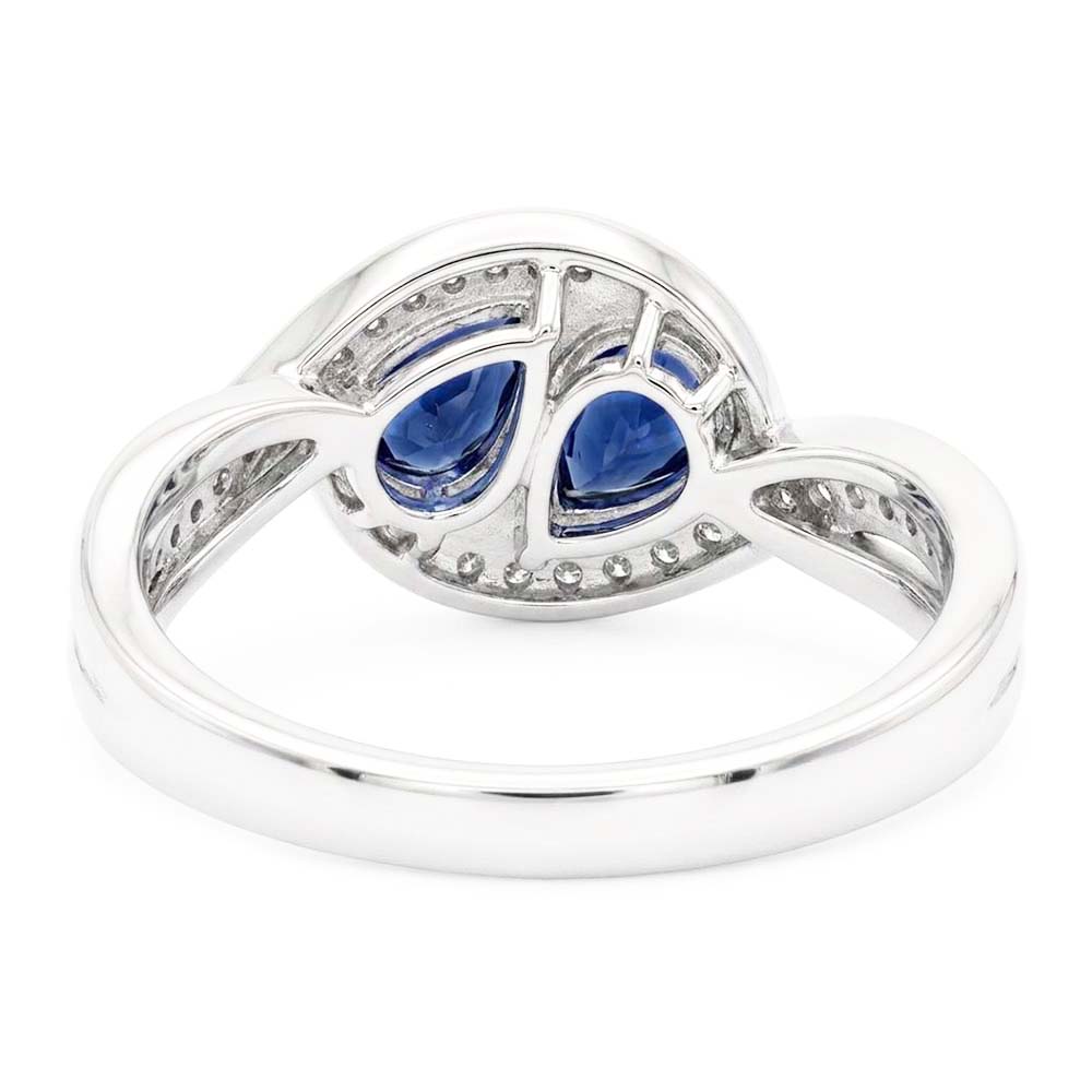 Gioielleria con pietre preziose Anello zaffiro blu pera stile intrecciato 1.50 carati