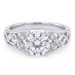 Gioielli Art Nouveau Nuovo Anello Da Donna In Stile Foglia Con Naturale Diamante Naturale Autentico ( non creato in laboratorio ) A Taglio Antico