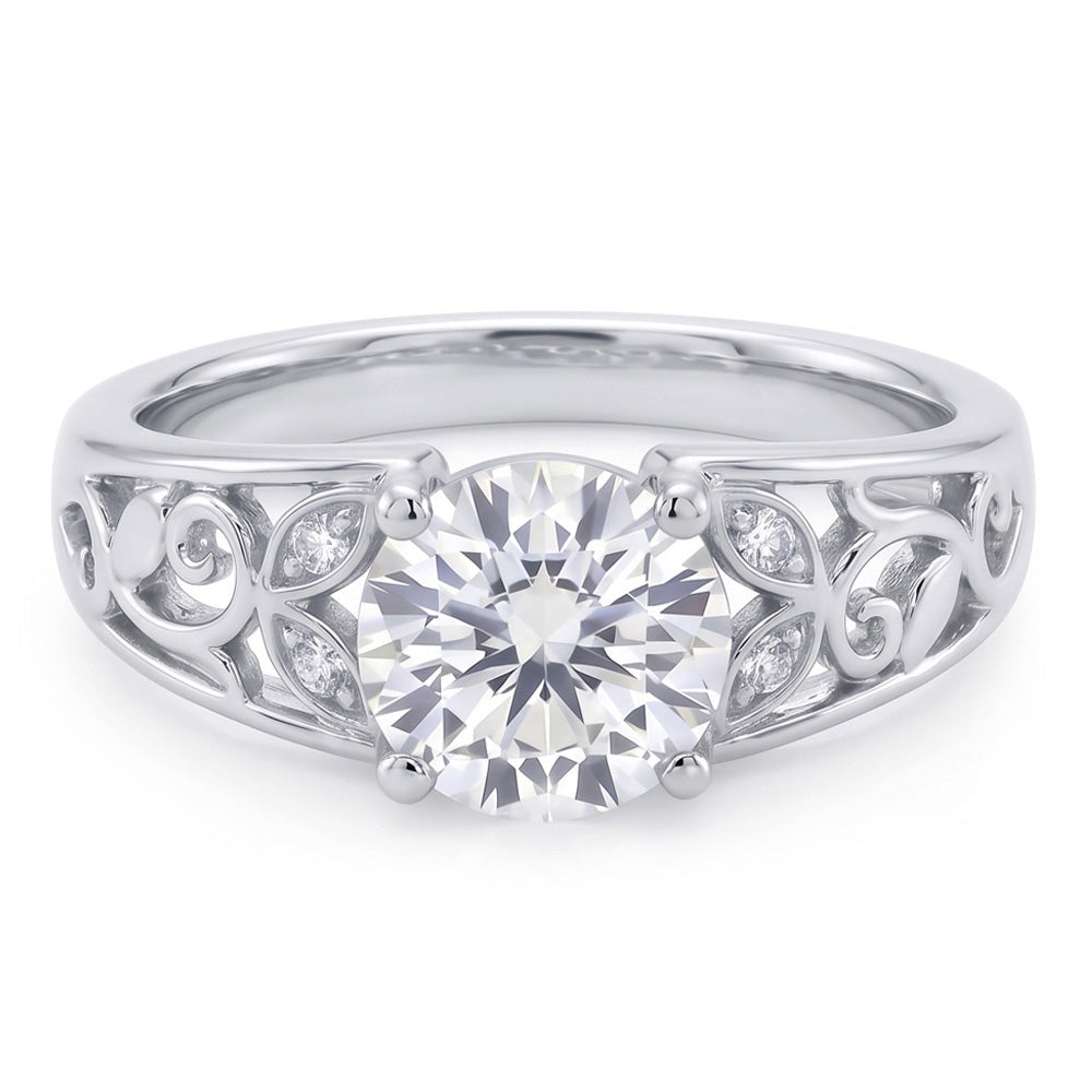 Gioielli Art Nouveau Nuovo Anello Da Donna In Stile Foglia Con Naturale Diamante Naturale Autentico ( non creato in laboratorio ) A Taglio Antico