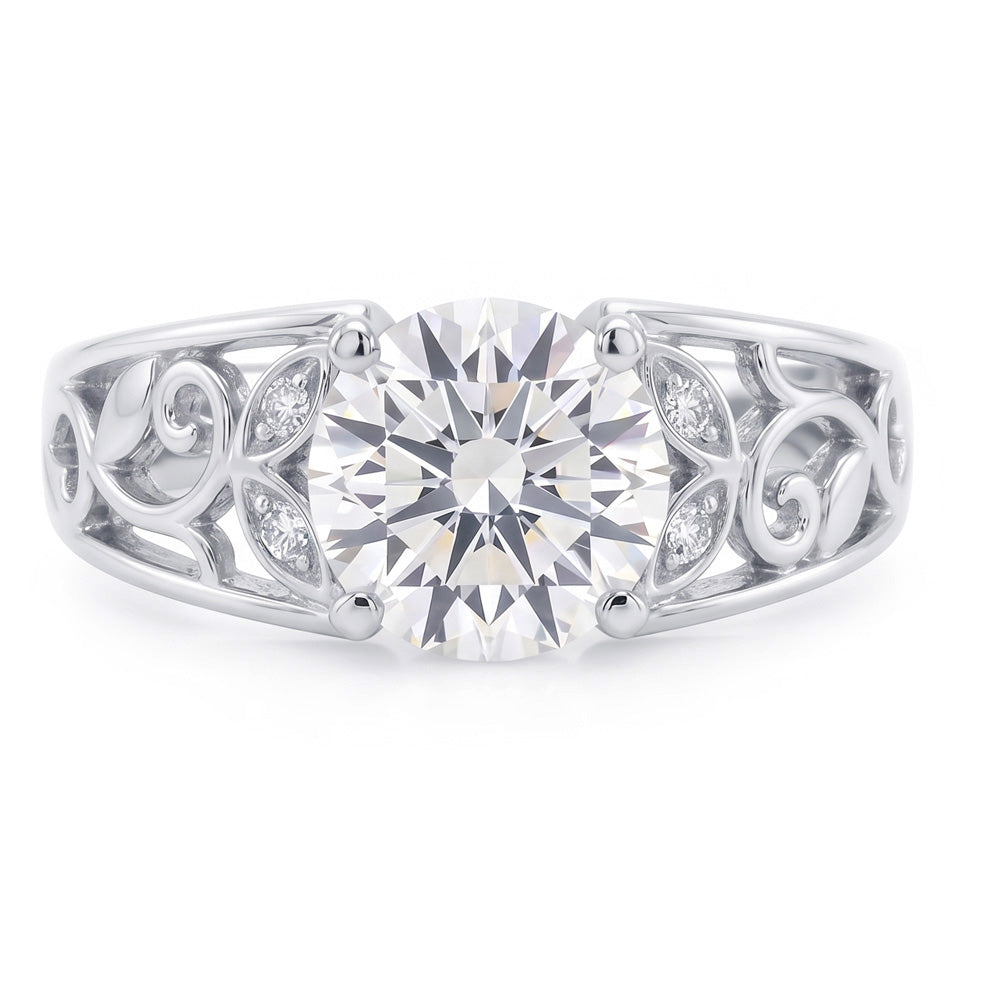 Gioielli Art Nouveau Nuovo Anello Da Donna In Stile Foglia Con Naturale Diamante Naturale Autentico ( non creato in laboratorio ) A Taglio Antico