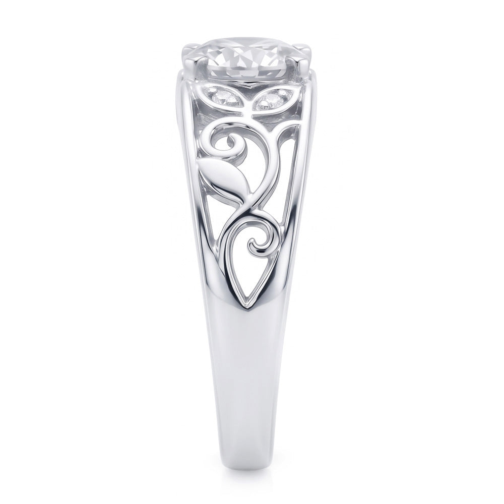 Gioielli Art Nouveau Nuovo Anello Da Donna In Stile Foglia Con Naturale Diamante Naturale Autentico ( non creato in laboratorio ) A Taglio Antico