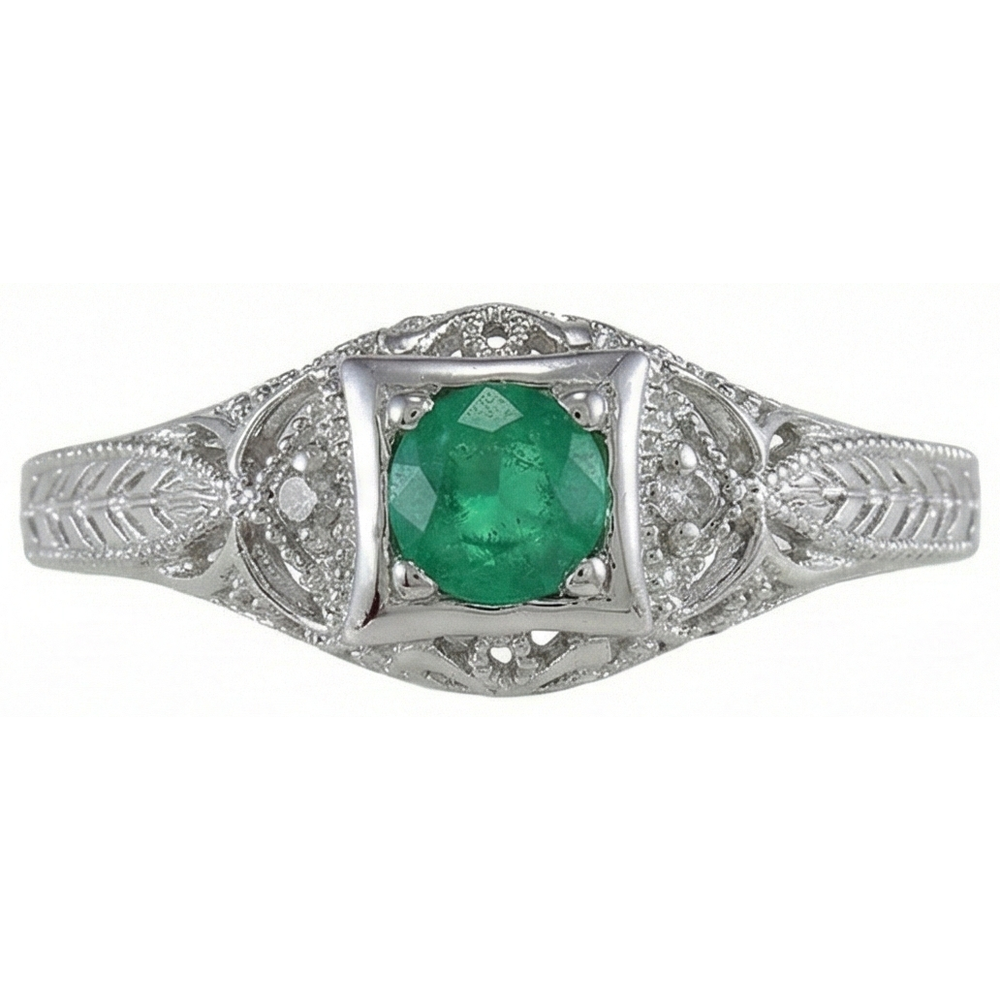 Gioielli Art Nouveau Nuovo anello con diamante verde smeraldo a taglio rotondo da 6 ct