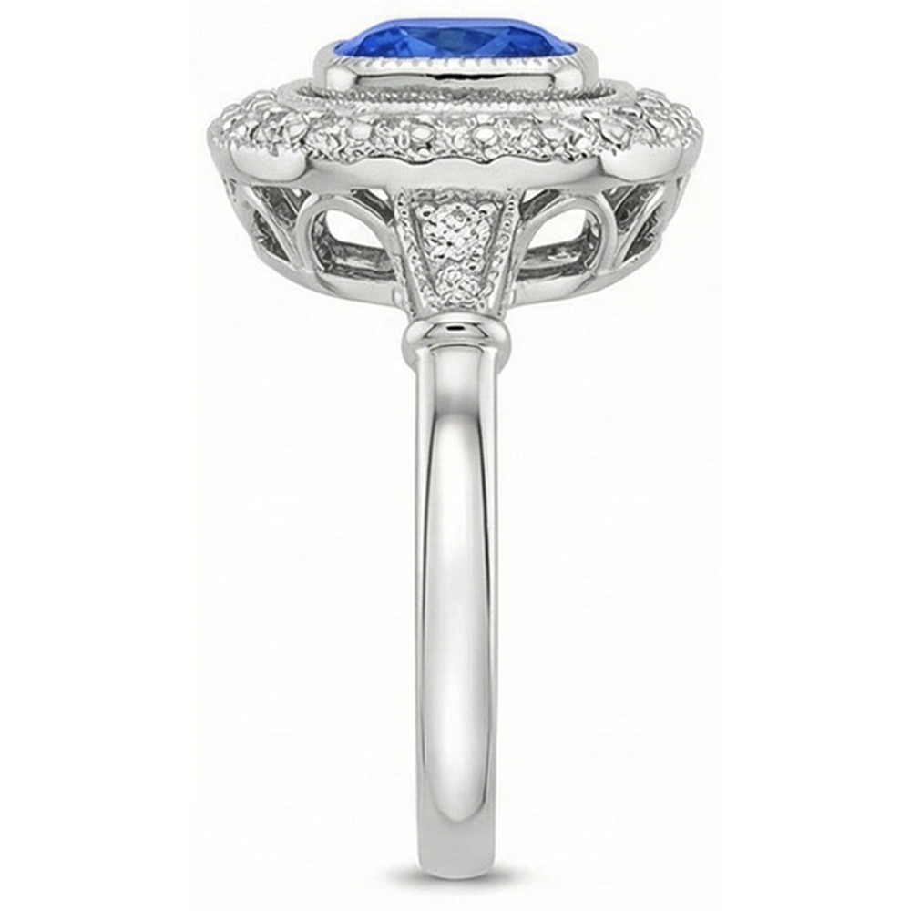 Gioielli Art Nouveau Nuovo anello da donna con zaffiro di Ceylon e diamante