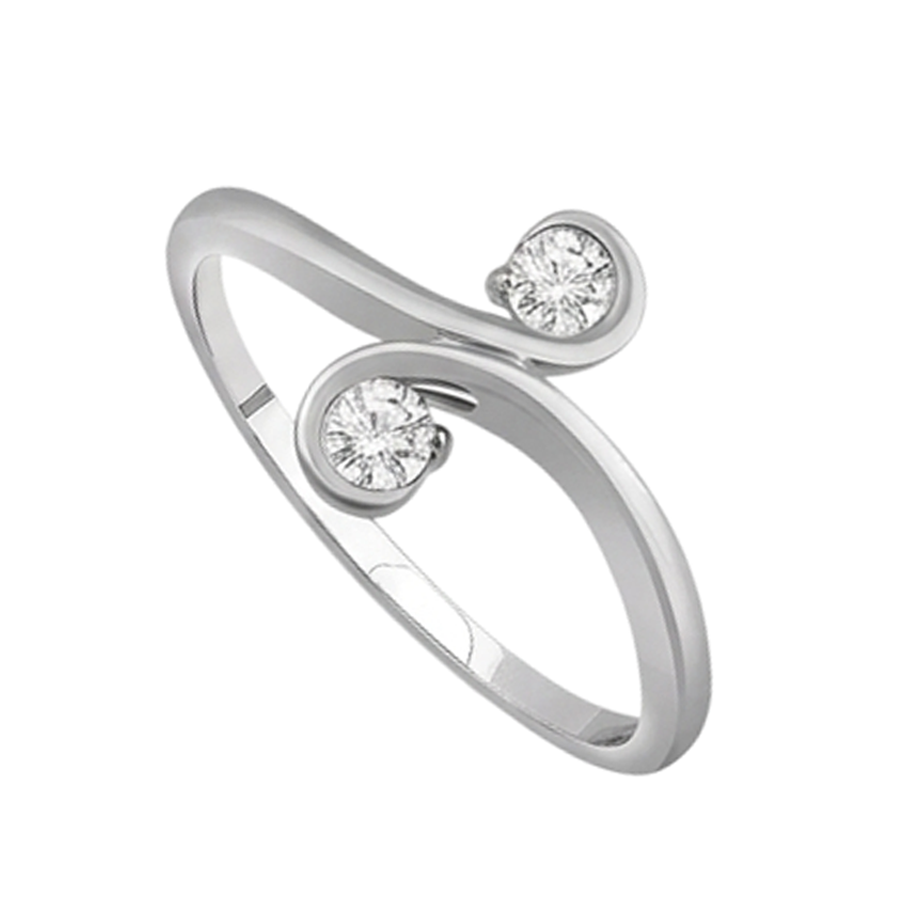 Gioielli Art Nouveau Nuovo anello di diamanti Toi et Moi a due pietre