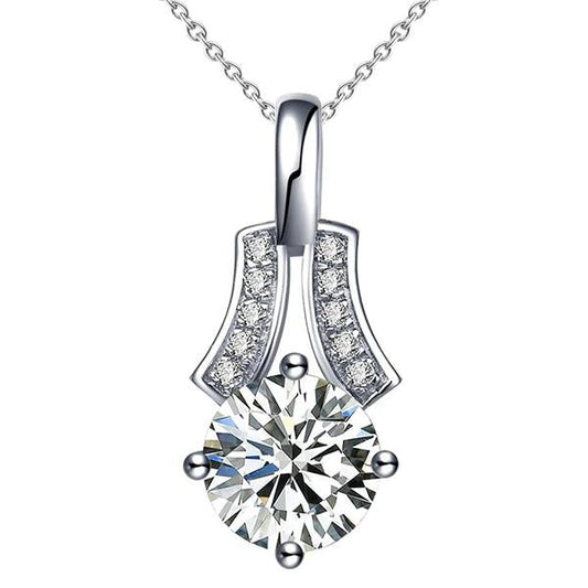 Gioielli Da Donna Con Naturale Diamante 3 Carati E Ciondolo Collana In Oro Bianco 14K