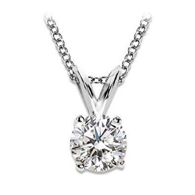 Gioielli Da Donna In Oro Bianco Con Pendente Solitario Con Vero Diamanti Rotondi Da 1.5 Carati