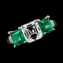 Gioielli Personalizzati Anello Smeraldo Diamante Asscher 7,50 Carati