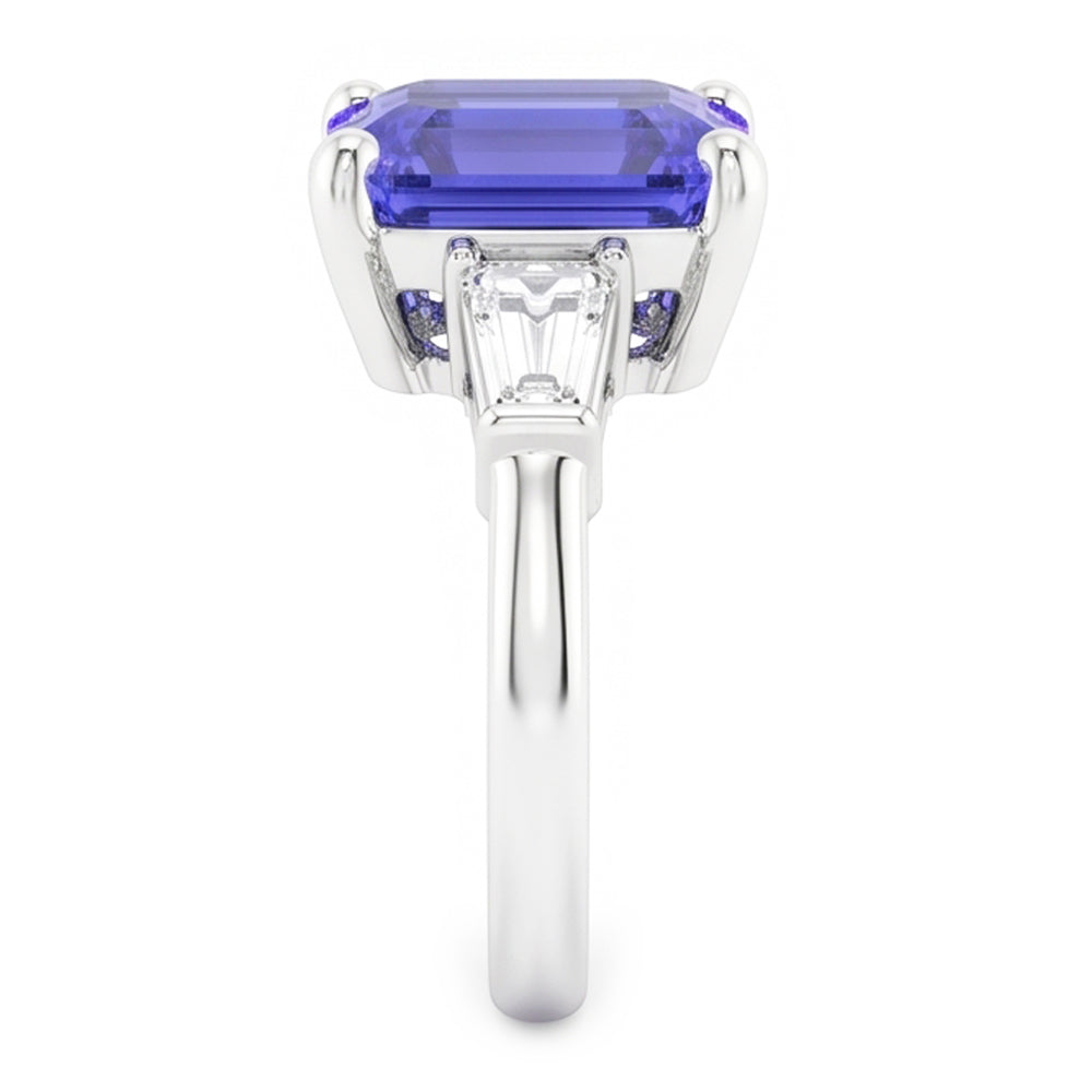 Gioielli da donna Anello con tre pietre di zaffiro blu smeraldo 2.50 carati
