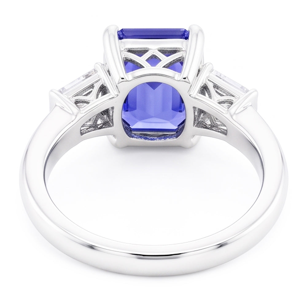 Gioielli da donna Anello con tre pietre di zaffiro blu smeraldo 2.50 carati