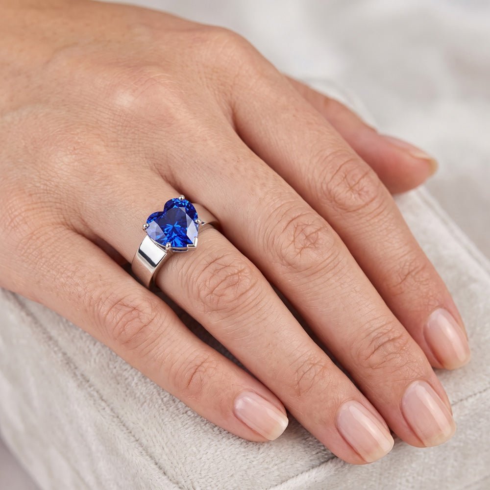 Gioielli da donna Anello solitario con taglio a cuore Zaffiro dello Sri Lanka 2 carati