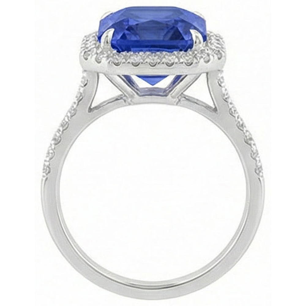 Gioielli da donna Halo Diamond Jewelry Ceylon Sapphire Prong Set oro 5 carati