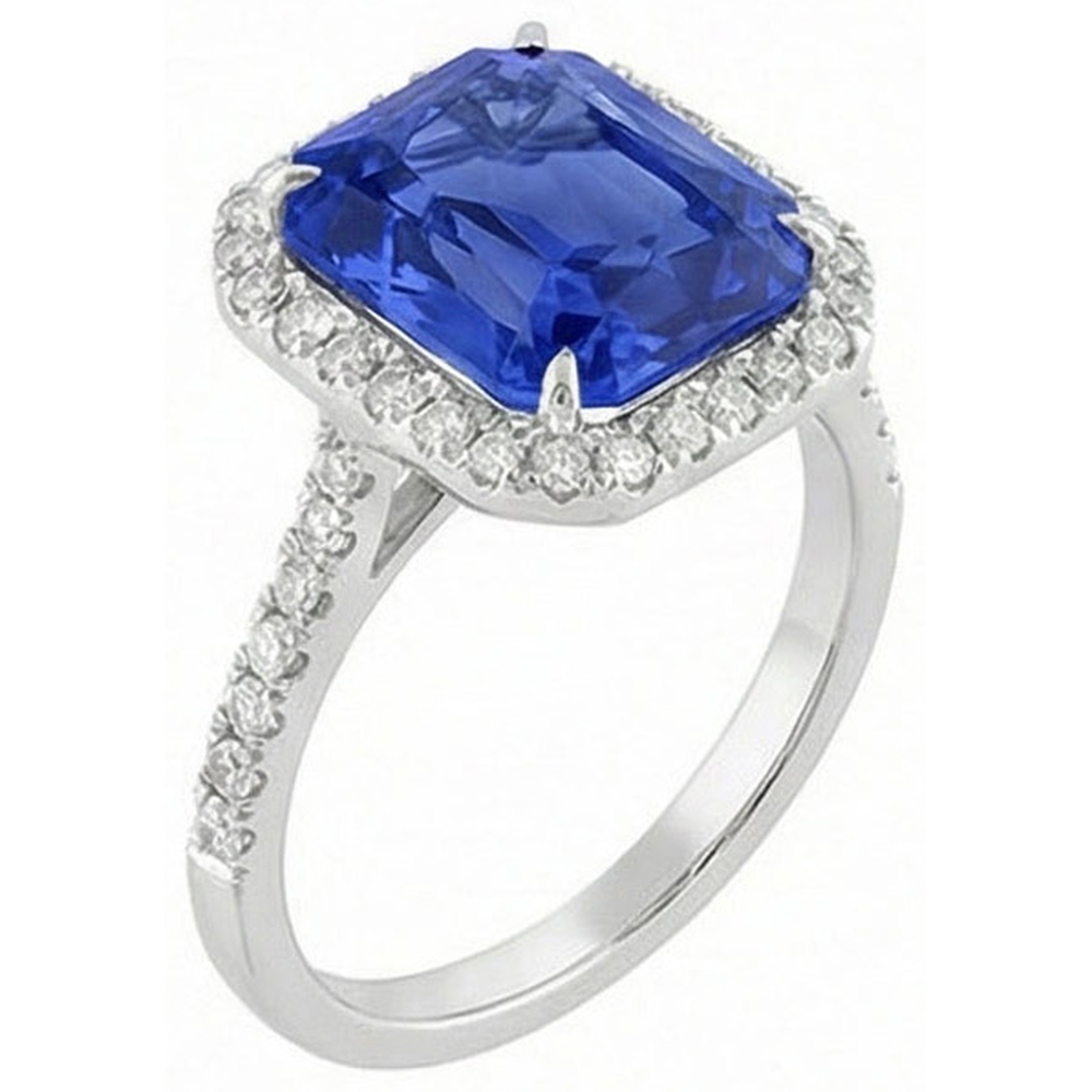 Gioielli da donna Halo Diamond Jewelry Ceylon Sapphire Prong Set oro 5 carati