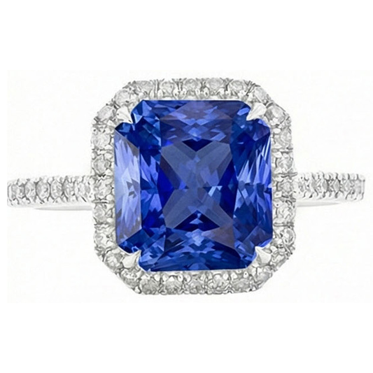 Gioielli da donna Halo Diamond Jewelry Ceylon Sapphire Prong Set oro 5 carati