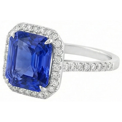 Gioielli da donna Halo Diamond Jewelry Ceylon Sapphire Prong Set oro 5 carati