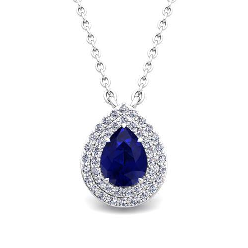 Gioielli da donna con ciondolo in zaffiro di Ceylon con taglio a pera e diamanti da 1.75 ct. - harrychadent.it