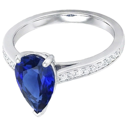Gioielli da donna con diamanti Anello con zaffiro blu Oro bianco 14 carati 4.50 carati