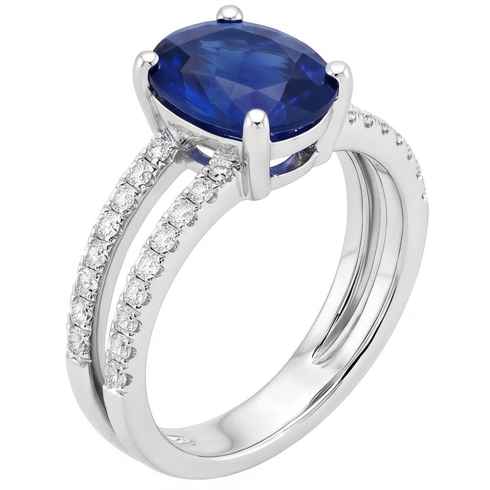 Gioielli da donna con diamanti blu zaffiro doppio gambo accenti 4 carati