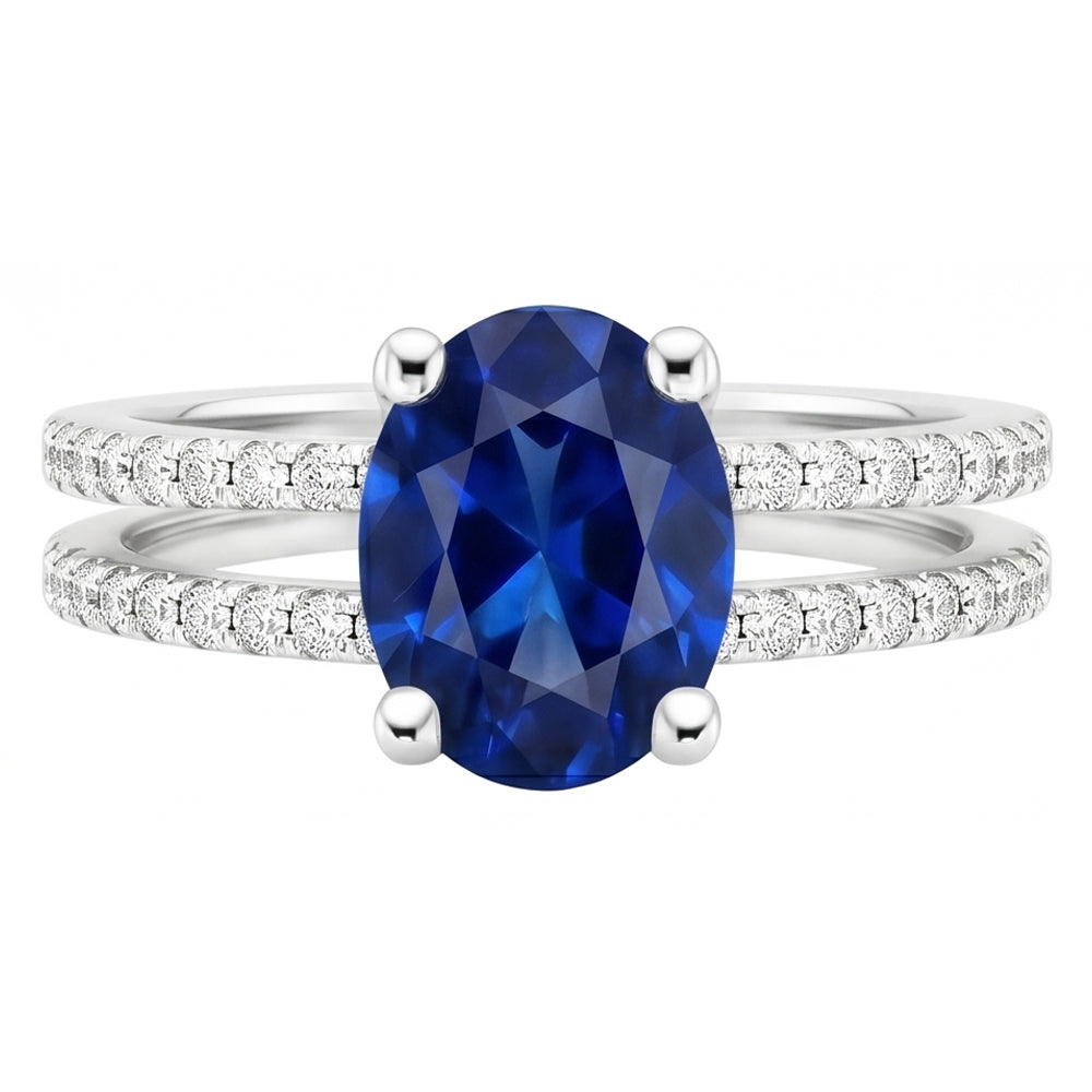 Gioielli da donna con diamanti blu zaffiro doppio gambo accenti 4 carati