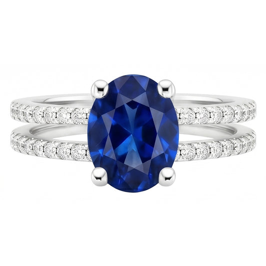 Gioielli da donna con diamanti blu zaffiro doppio gambo accenti 4 carati