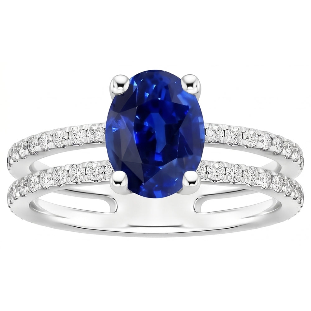 Gioielli da donna con diamanti blu zaffiro doppio gambo accenti 4 carati