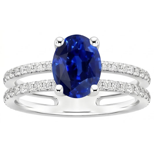 Gioielli da donna con diamanti blu zaffiro doppio gambo accenti 4 carati