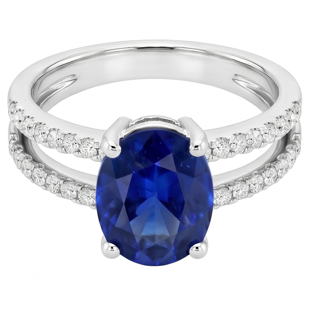 Gioielli da donna con diamanti blu zaffiro doppio gambo accenti 4 carati